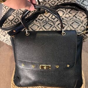 MCM kelly style Elegant Black Leather Handbag